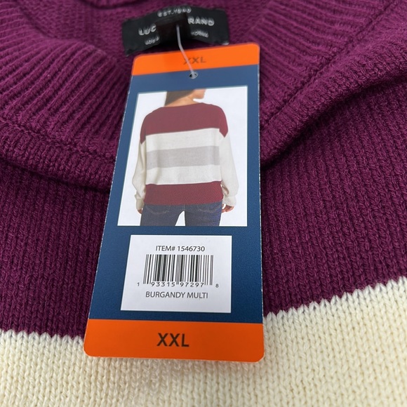 Lucky brand stripe color block multicolor crew neck knit pullover sweater - Picture 4 of 8